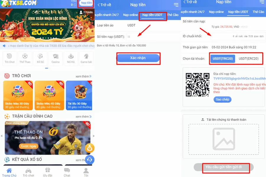 nạp tiền tk88 qua tiền ảo